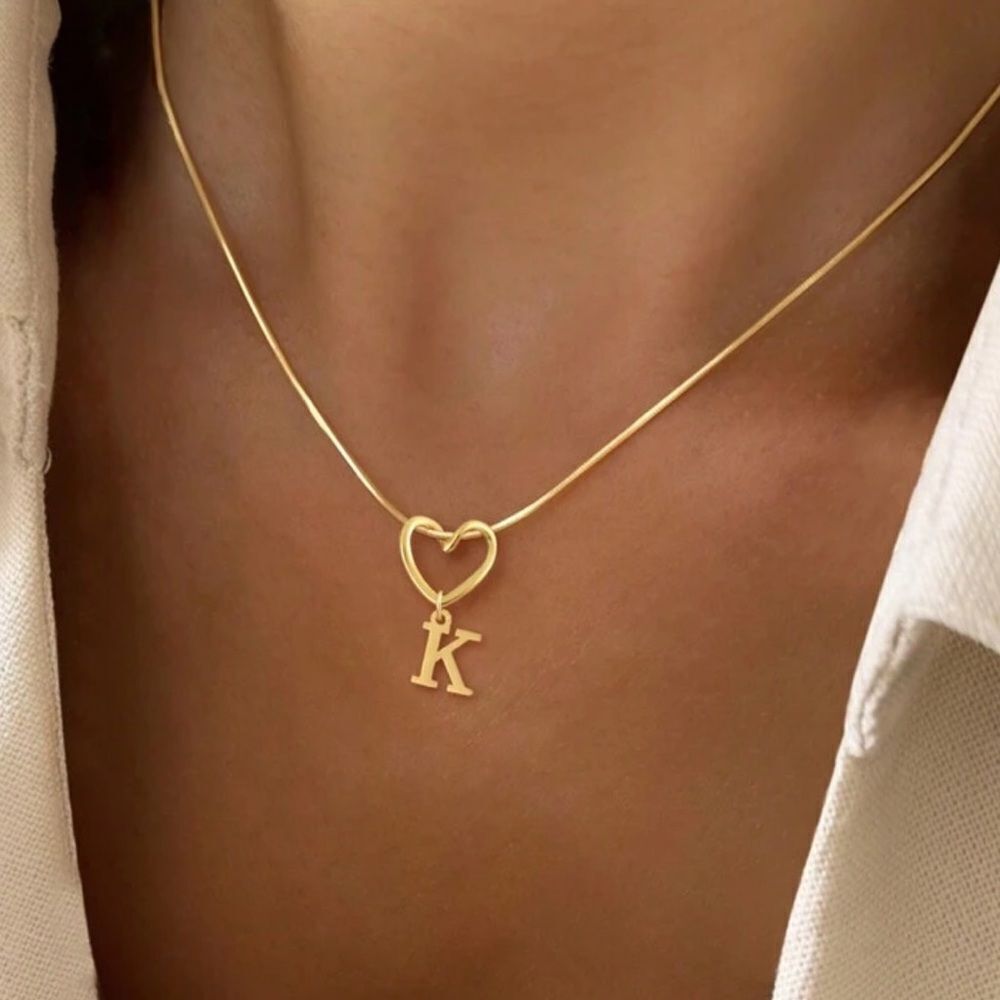 Heart Necklace with Initial B Pendant A1425